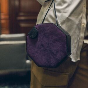 Leather/Suede rare  Purple Octagonal WomBag